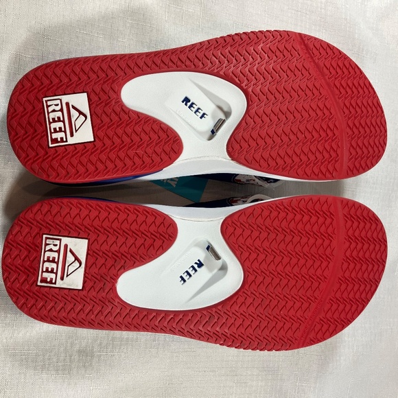 NWT Reef Fanning Men\'s Flip Flop With Bottle Opener, Patriotic Size 9 main image 5